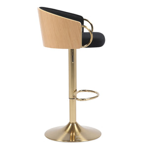 JENSEN GOLD GAS LIFT BAR STOOL | Adjustable Height | Gold Base