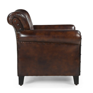 Studded Leather Armchair | Classic Accent Chair | Vintage Upholstered Seating