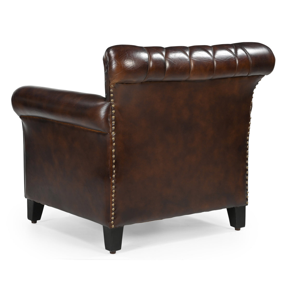 Studded Leather Armchair | Classic Accent Chair | Vintage Upholstered Seating