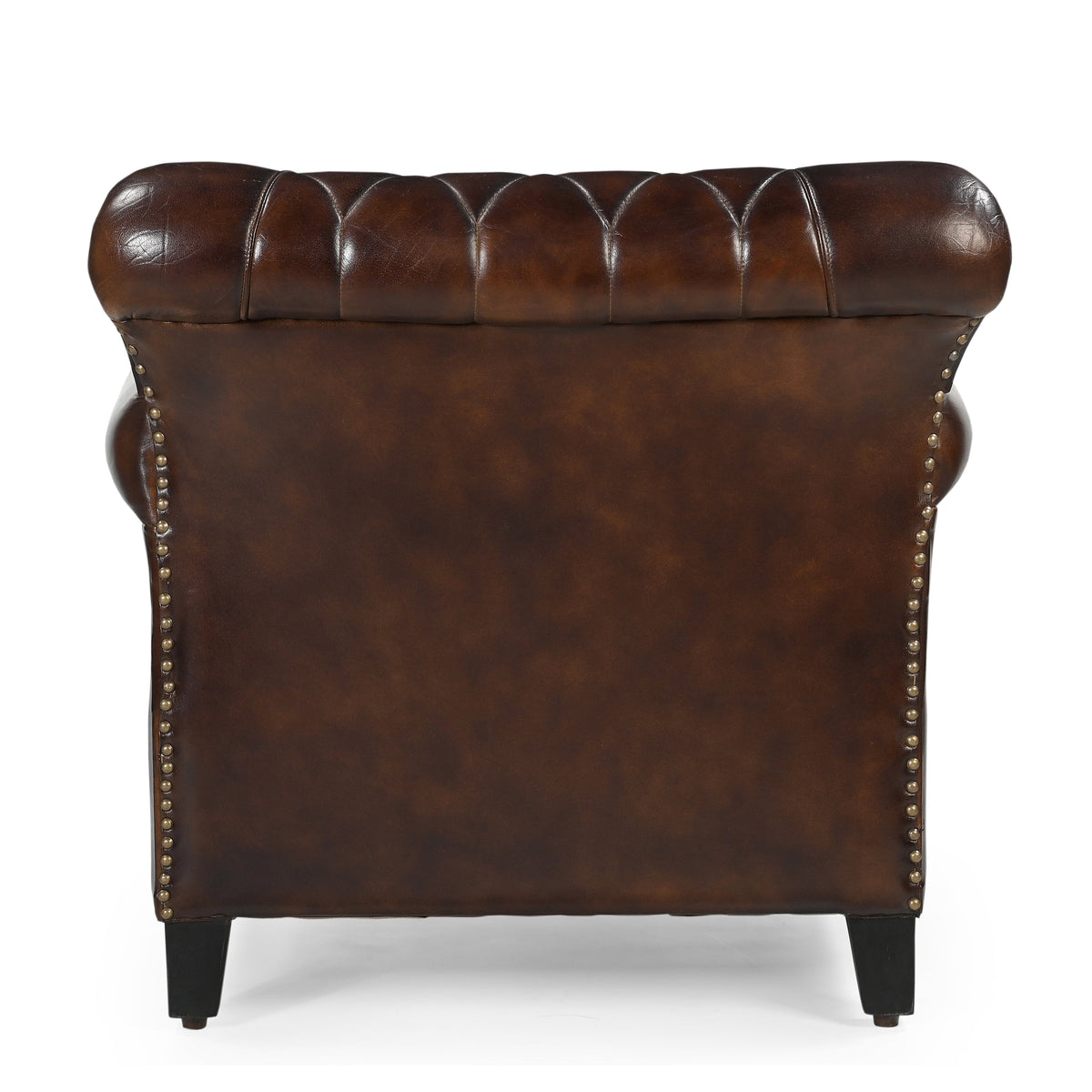 Studded Leather Armchair | Classic Accent Chair | Vintage Upholstered Seating