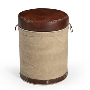 Cylindrical Chateau Ottoman | Elegant Upholstered Footstool | Classic Home Decor