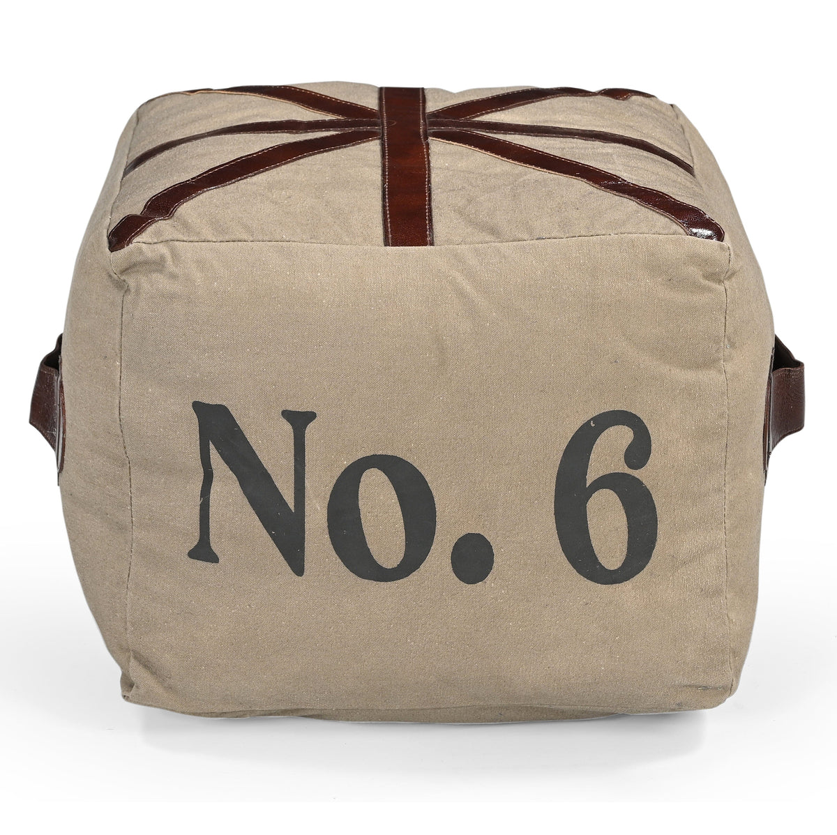 No 6 Square Leather Ottoman