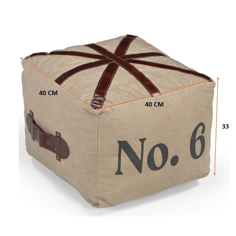 No 6 Square Leather Ottoman