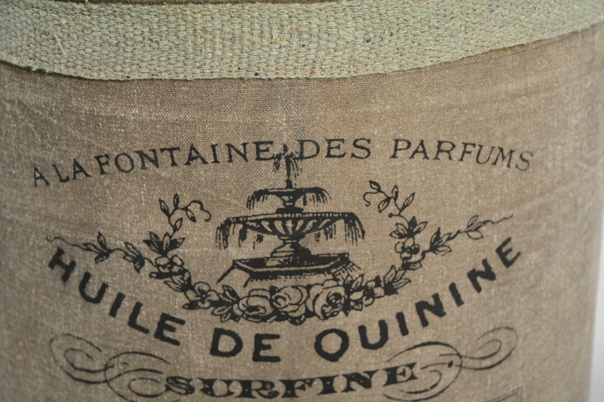 French Canvas Leather Perfume Ottoman