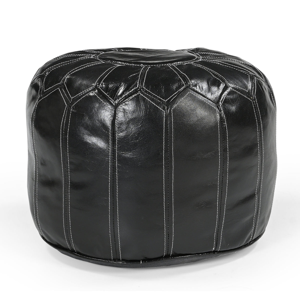 Moroccan Leather Ottoman | Black