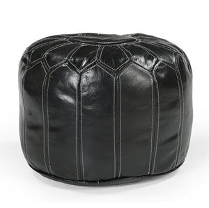 Moroccan Leather Ottoman | Black