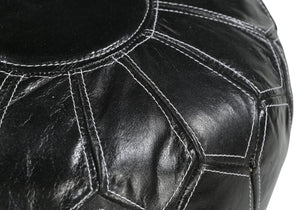 Moroccan Leather Ottoman | Black