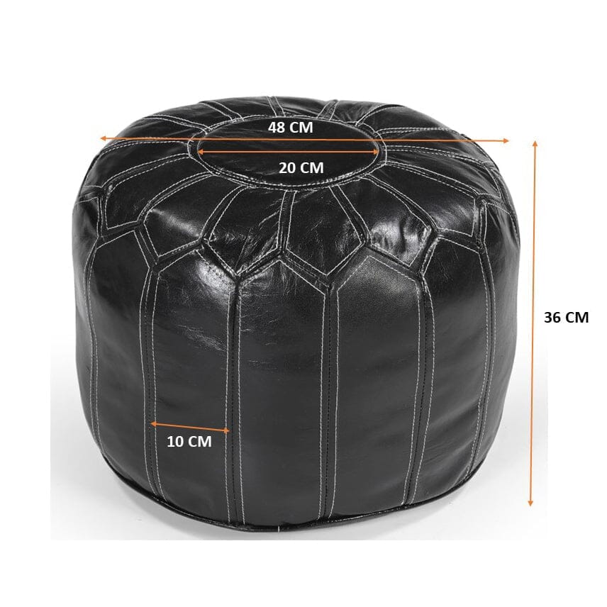 Moroccan Leather Ottoman | Black