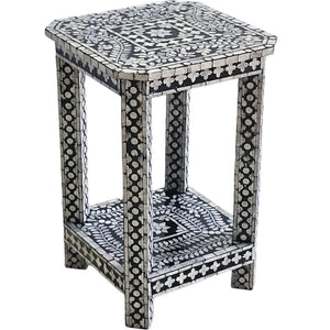 Mother of Pearl Noir Opulence Side Table | Handmade | Elegant Accent Furniture
