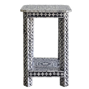 Mother of Pearl Noir Opulence Side Table | Handmade | Elegant Accent Furniture