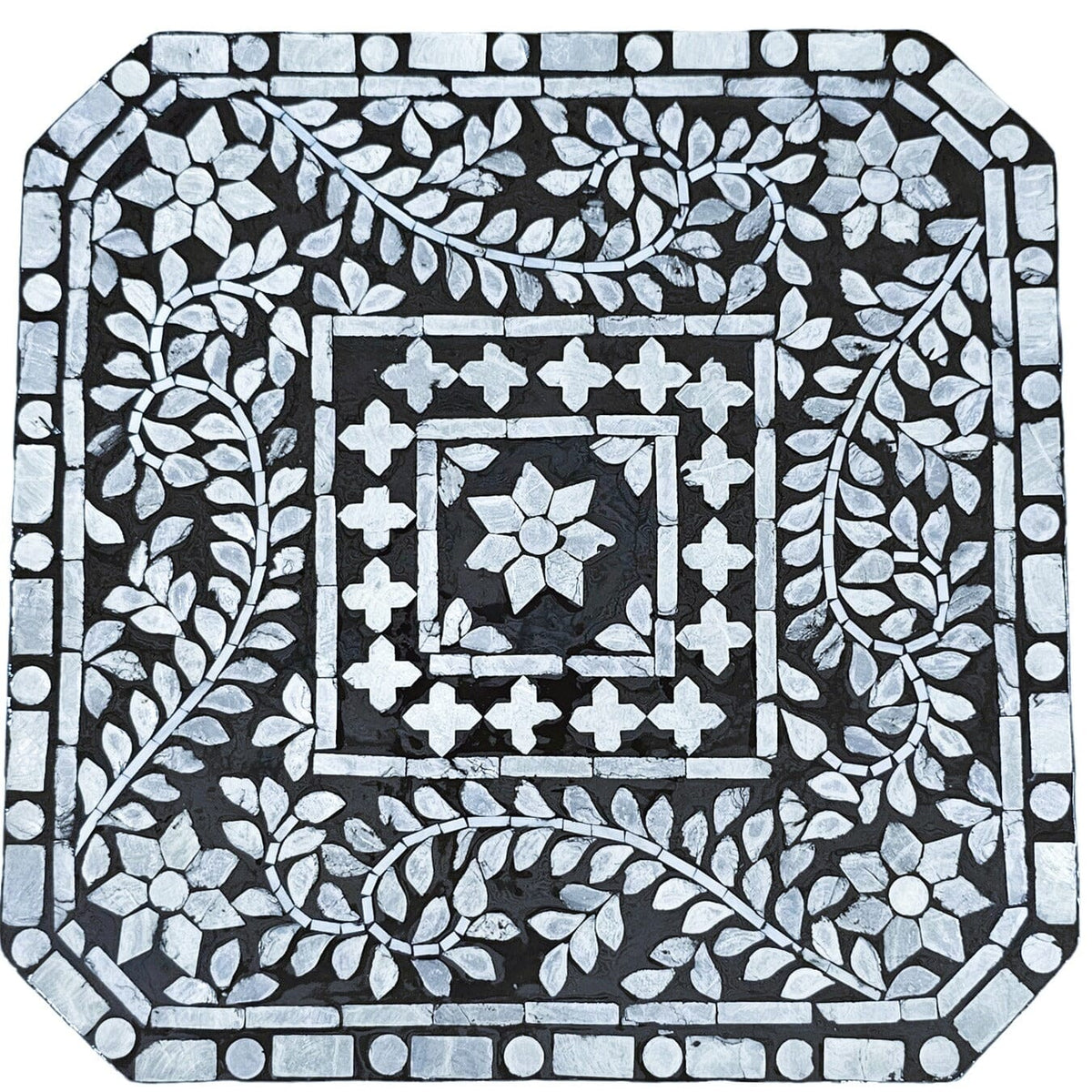 Mother of Pearl Noir Opulence Side Table | Handmade | Elegant Accent Furniture