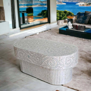 Mother of Pearl Serenity Oval Pearl Coffee Table | Elegant & Timeless