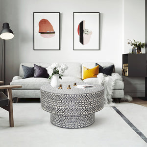Diamond Mother of Pearl Coffee Table | Black Finish | Elegant Craftsmanship