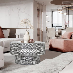 Diamond Mother of Pearl Coffee Table | Black Finish | Elegant Craftsmanship