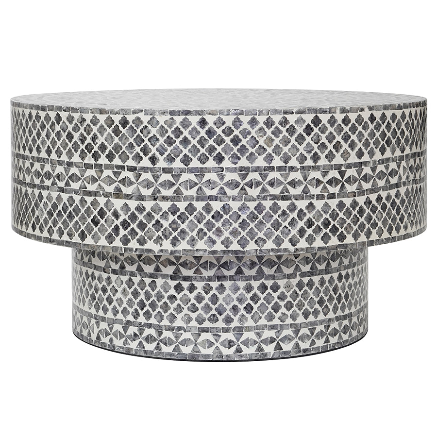 Diamond Mother of Pearl Coffee Table | Black Finish | Elegant Craftsmanship