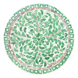 Miranda Cylinder Table/Stool | Turquoise Shell Inlay | Handmade Decorative Accent Piece