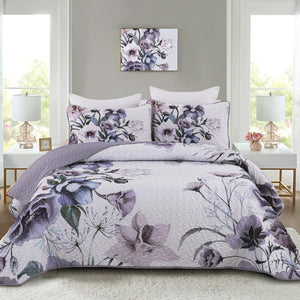 Romantic Wildflower Soft Cozy | 3 Pc Bedspread & Pillow Cover Set