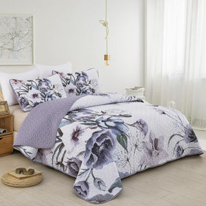 Romantic Wildflower Soft Cozy | 3 Pc Bedspread & Pillow Cover Set