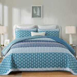 Classic Hydrangea Quilted Bedspread Set | 3-Piece | Soft & Cozy Quilt & Pillow Covers
