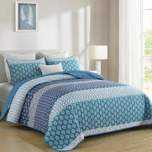 Classic Hydrangea Quilted Bedspread Set | 3-Piece | Soft & Cozy Quilt & Pillow Covers