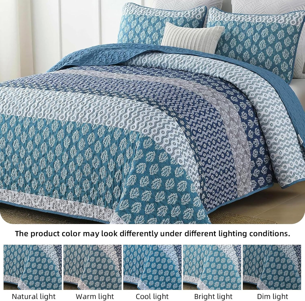 Classic Hydrangea Quilted Bedspread Set | 3-Piece | Soft & Cozy Quilt & Pillow Covers