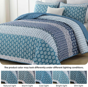 Classic Hydrangea Quilted Bedspread Set | 3-Piece | Soft & Cozy Quilt & Pillow Covers