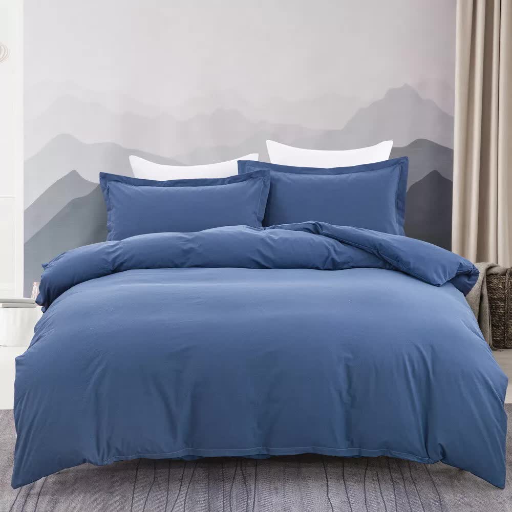 100% Cotton Premium Doona Duvet Quilt Cover Set with Soft Pillowcases | Blue | King