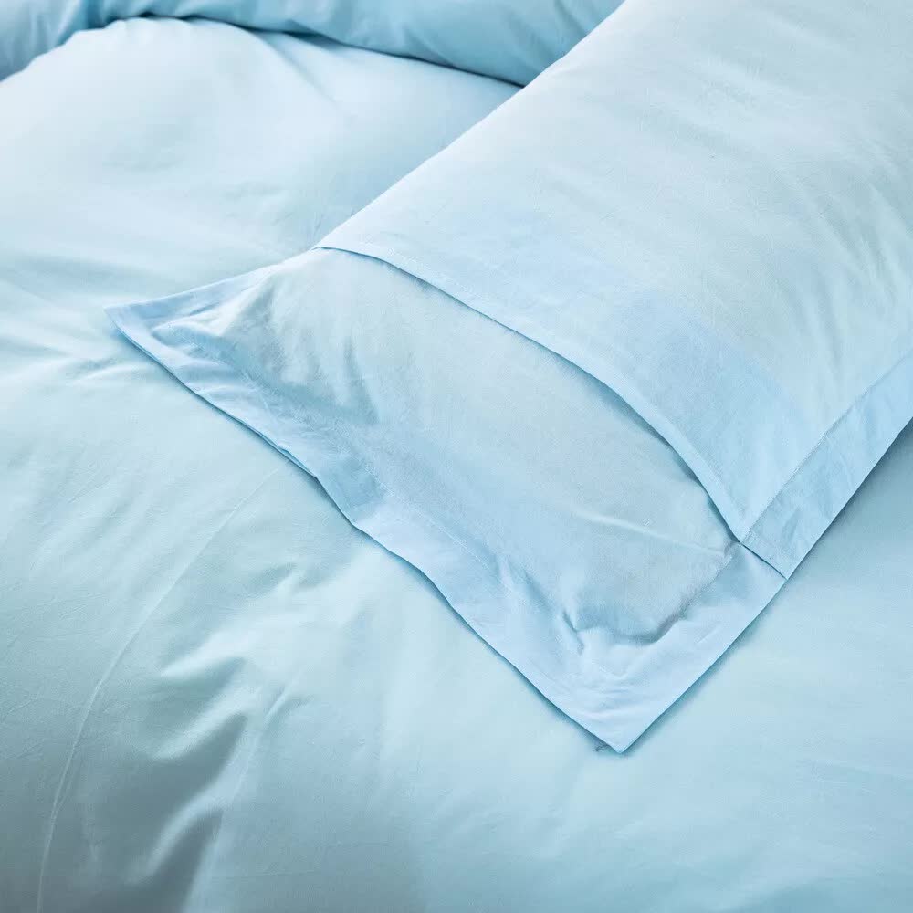 100% Cotton Premium Doona Duvet Quilt Cover Set with Soft Pillowcases | Aqua | Super King