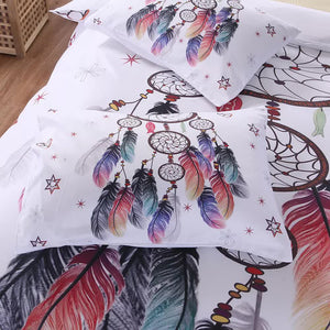 Dream Catcher Printed Duvet Cover Set with Matching Pillowcases | White | Queen