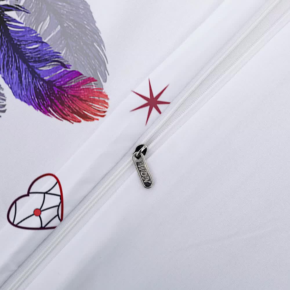Dream Catcher Printed Duvet Cover Set with Matching Pillowcases | White | Queen