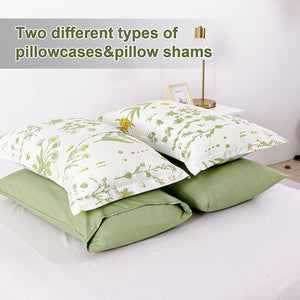 Vintage Delicate Green Bloom | 3 Pc Comforter & Pillow Cover Set