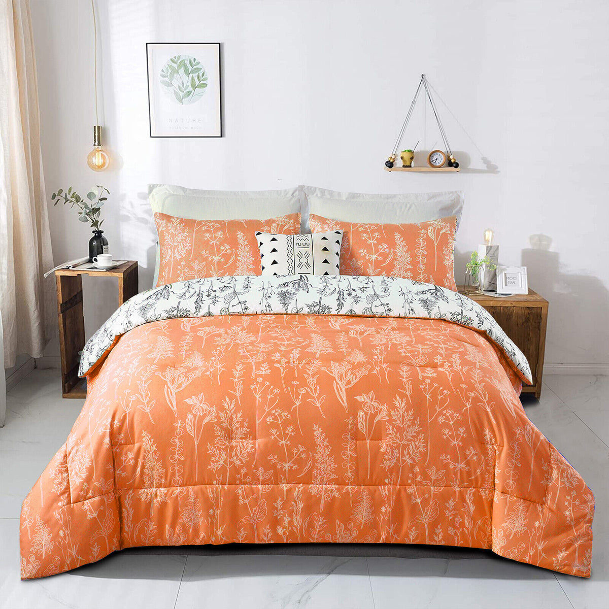 Charming Autumn Warm Orange | 3 Pc Comforter & Pillow Cover Set