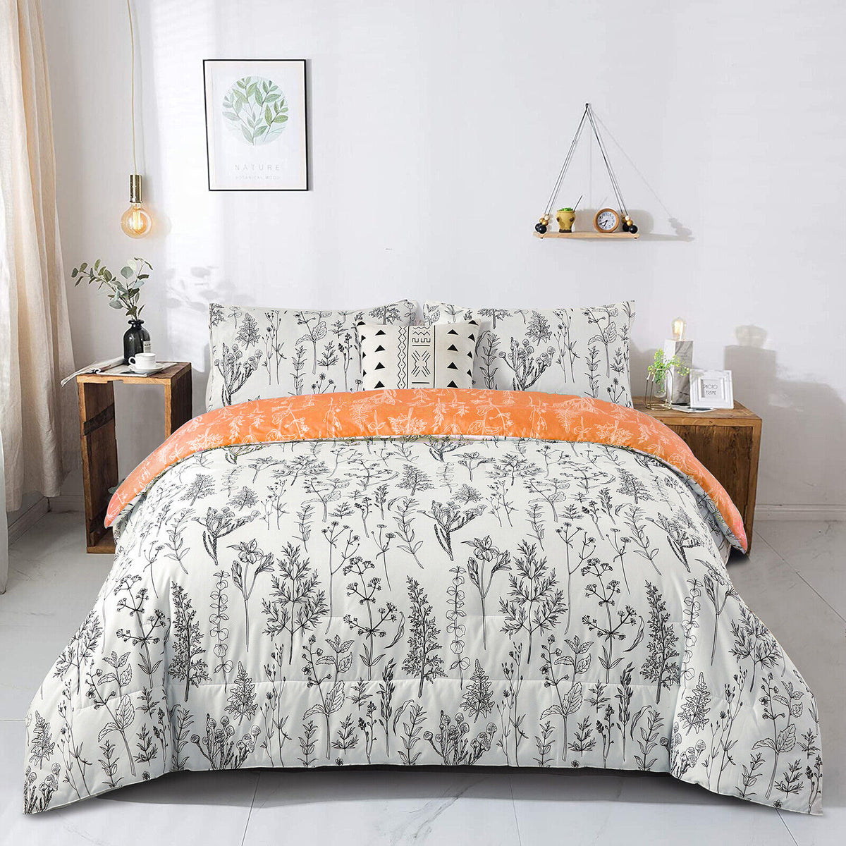 Charming Autumn Warm Orange | 3 Pc Comforter & Pillow Cover Set