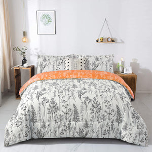 Charming Autumn Warm Orange | 3 Pc Comforter & Pillow Cover Set