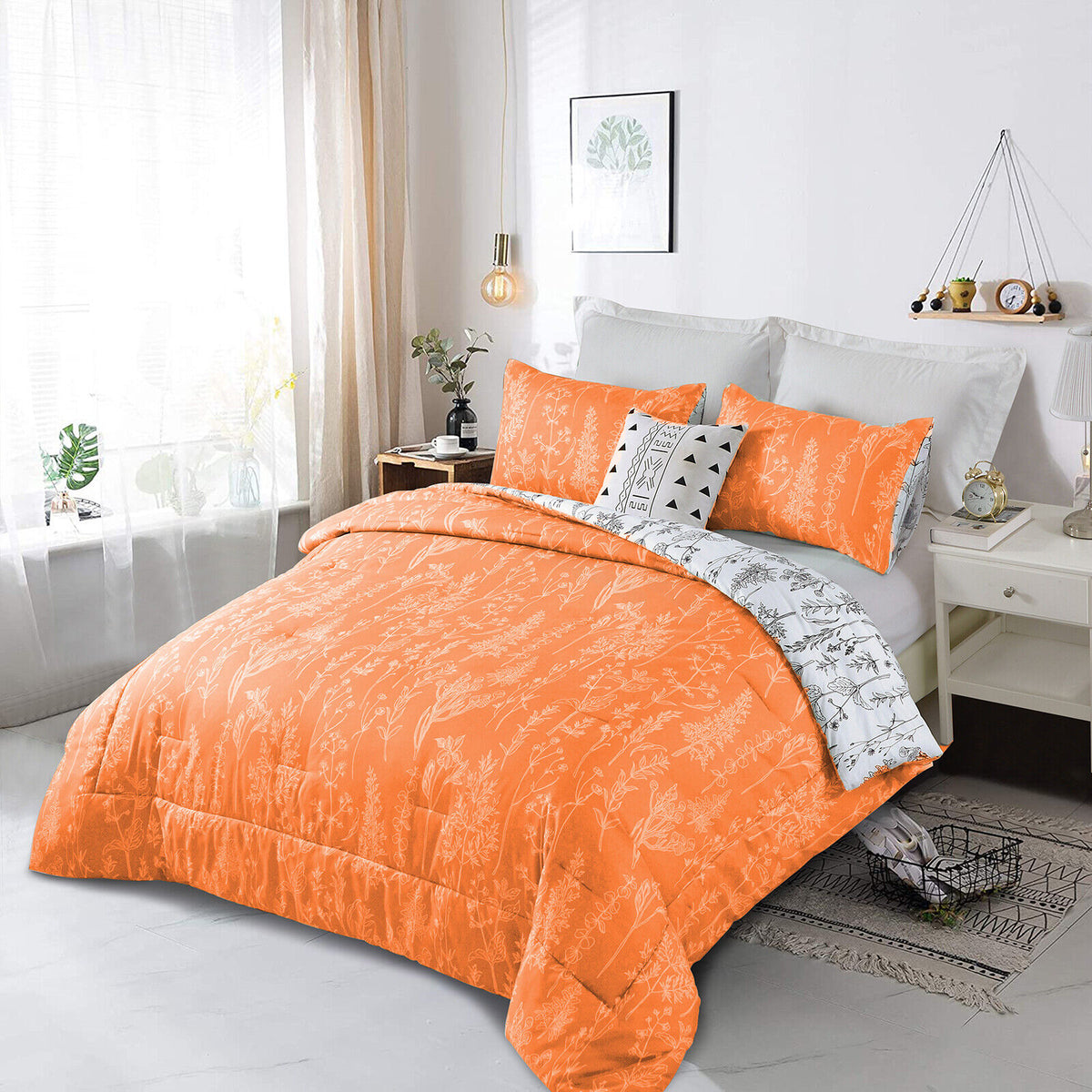 Charming Autumn Warm Orange | 3 Pc Comforter & Pillow Cover Set
