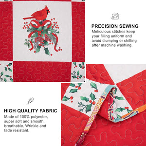 Christmas Bedspread Set | Elegant Red, Green & White | Queen