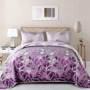 Luxurious Orchid Patchwork Plaid | 3 Pc Bedspread & Pillow Cover Set