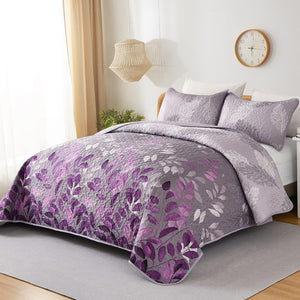 Luxurious Orchid Patchwork Plaid | 3 Pc Bedspread & Pillow Cover Set