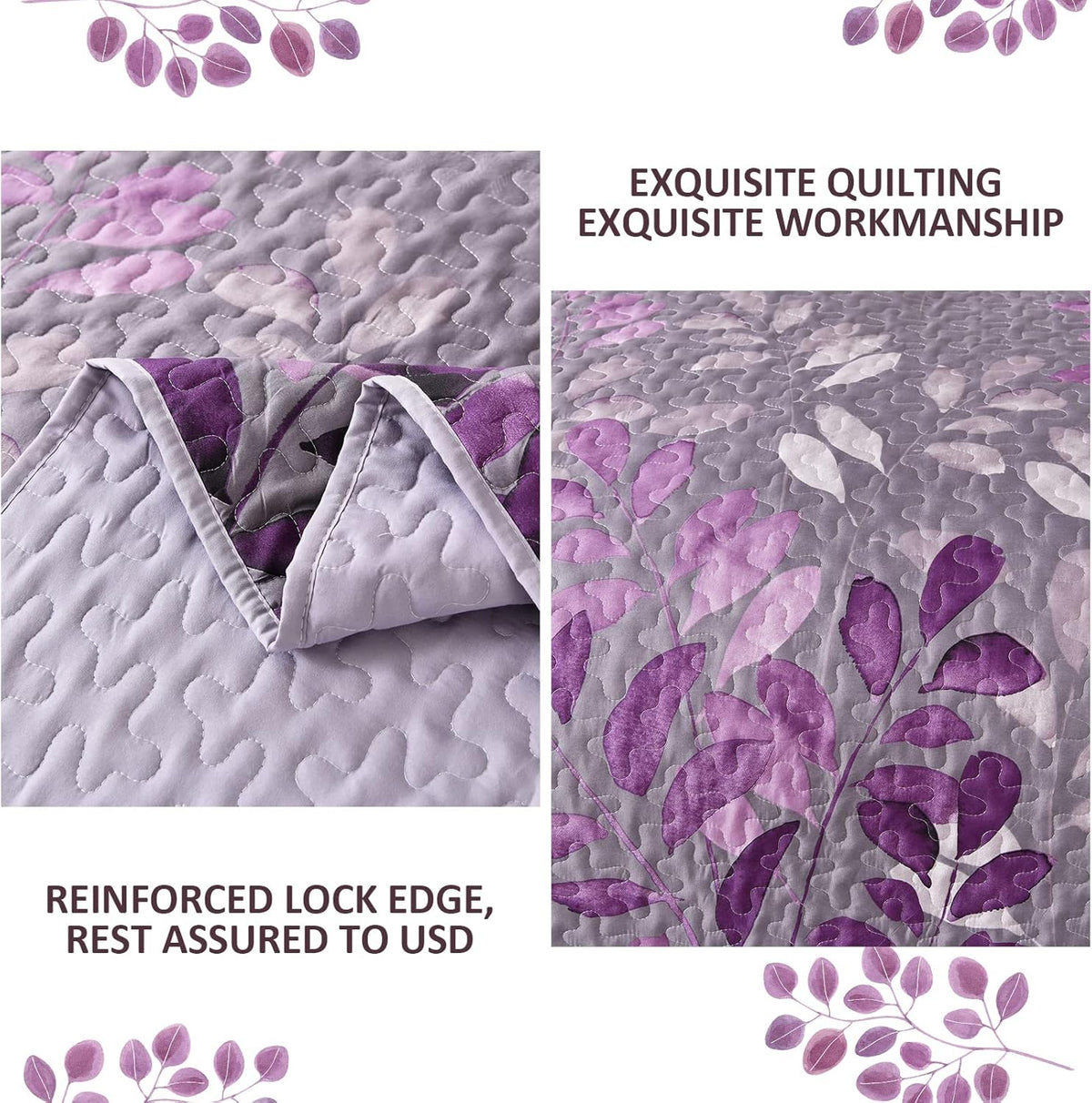 Luxurious Orchid Patchwork Plaid | 3 Pc Bedspread & Pillow Cover Set