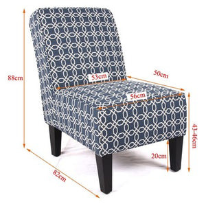 Cafe Lounge Couch | Ramie Cotton Fabric | Accent Dining Relax Chair | Pub Seating | Blue