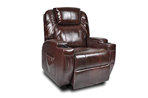 Recliner Lift Heat Massage Armchair Sofa | Leather | 2 Motor Chair | Brown