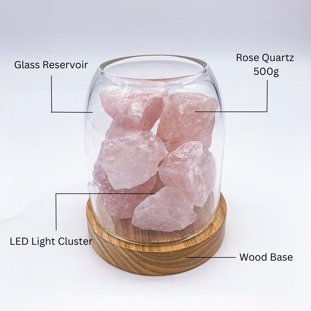 Aurora Crystal Diffuser | Rose Quartz | Aromatherapy Essential Oil Diffuser
