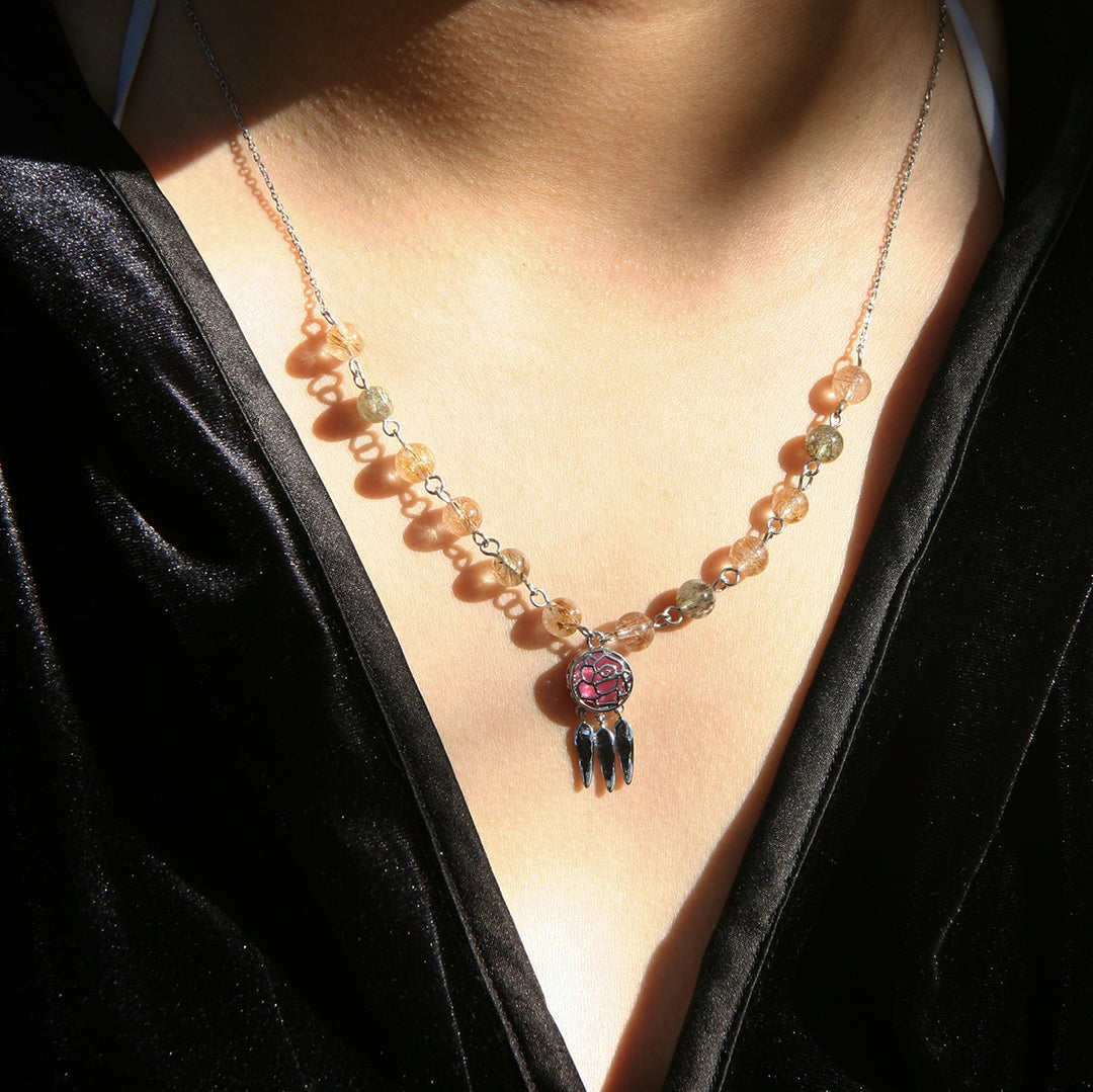 Gift Box | Rose Aroma Necklace | White Gold | Purify Oil Blend | Essential Oil Jewelry