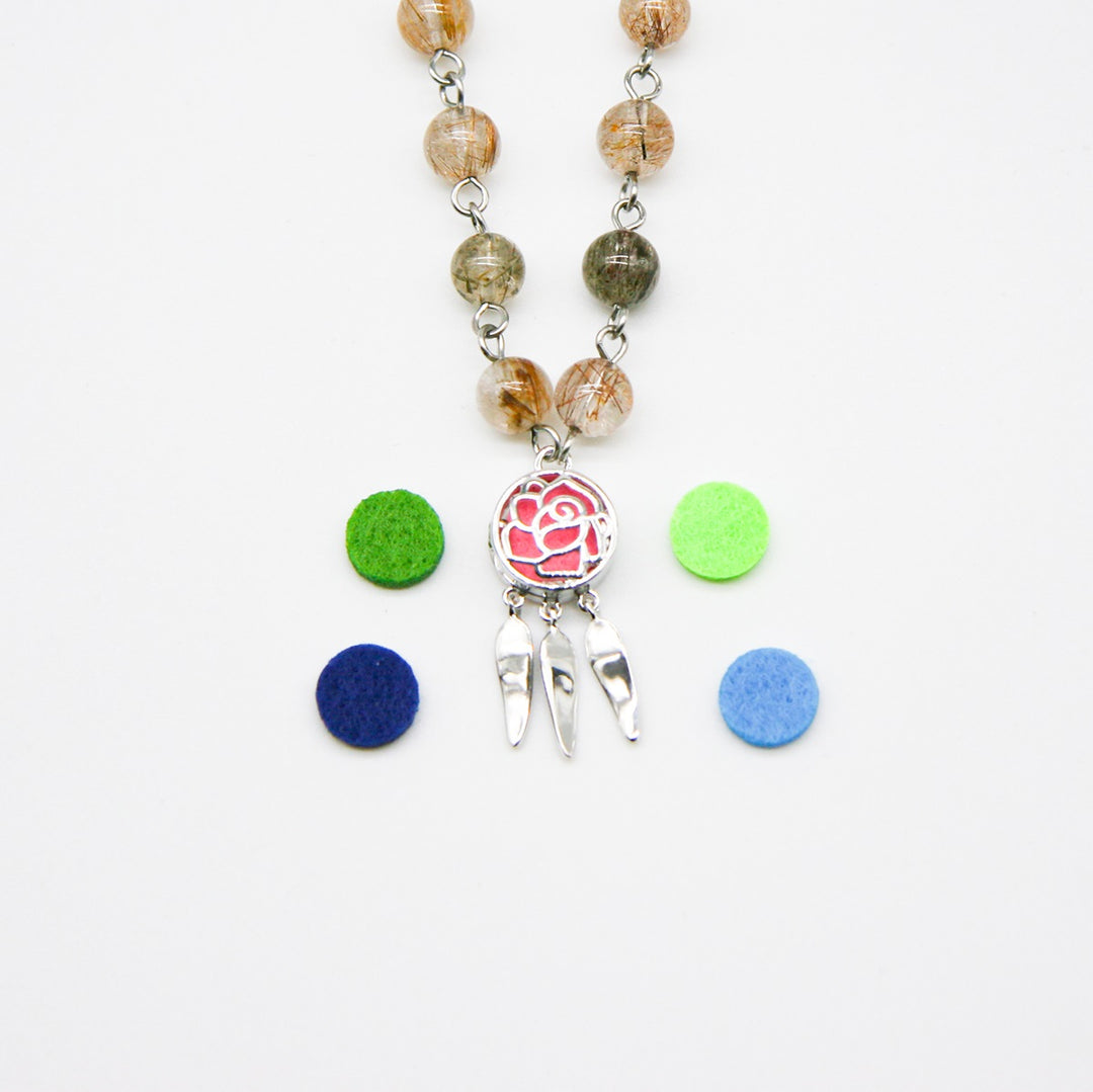 Gift Box | Rose Aroma Necklace | White Gold | Purify Oil Blend | Essential Oil Jewelry