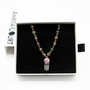 Gift Box | Rose Aroma Necklace | White Gold | Purify Oil Blend | Essential Oil Jewelry