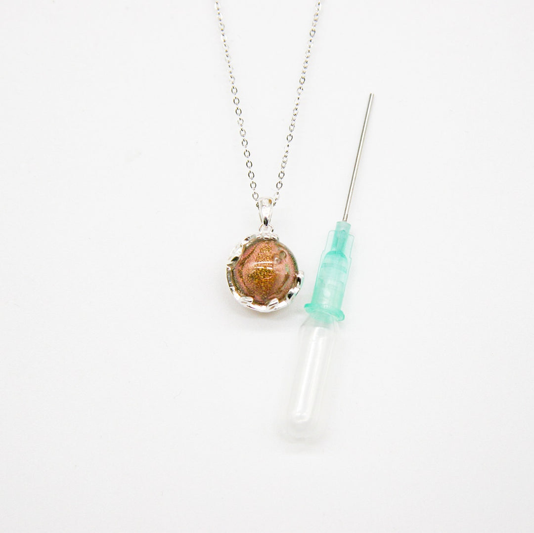 Gift Box | Aroma Necklace | White Gold | Planet Plutonian Amethyst (Golden Purple) | Purify Oil Blend