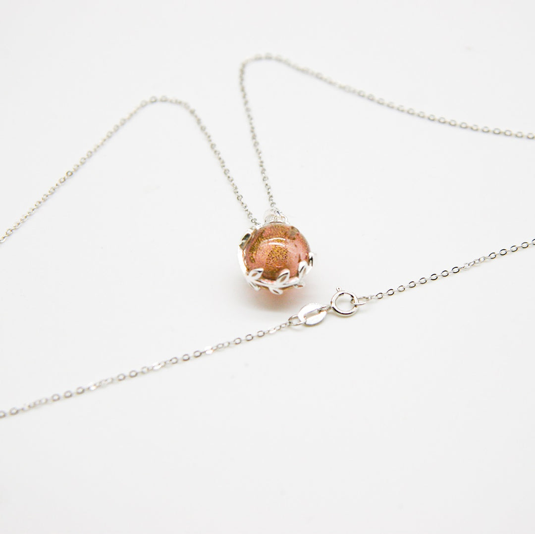 Gift Box | Aroma Necklace | White Gold | Planet Plutonian Amethyst (Golden Purple) | Purify Oil Blend