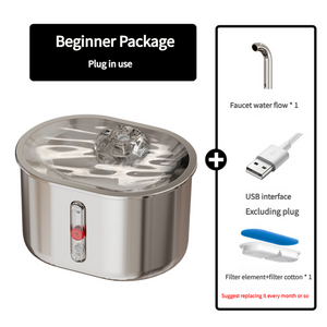 Beginner Package Stainless Steel Pet Water Fountain | Faucet Flow | USB Interface