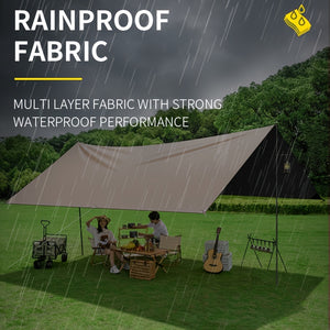 Camping Sky Curtain | Black Glue Coated | Outdoor Sun & Rain Protection | 500x300cm