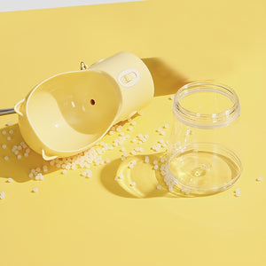 Portable Dog Water Bottle with Bowl Dispenser | 500ml | Yellow | Pet Travel Cup | Leak-Proof | One-Hand Operation